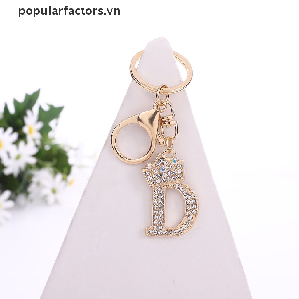 Móc Khóa Hình Vương Miện 26 Chữ Cái Đính Đá Pha Lê Thời Trang