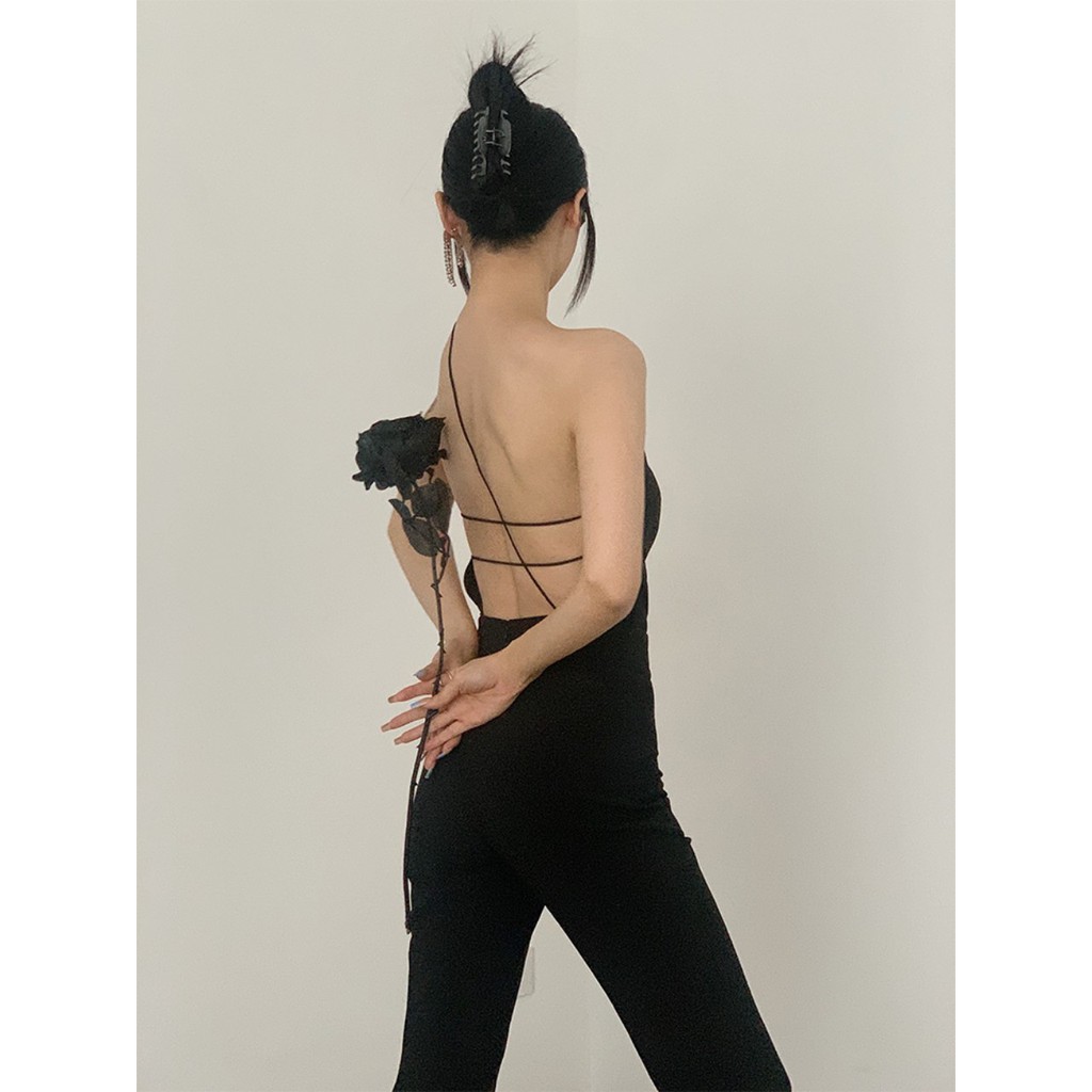Jumpsuit áo dây hở lưng liền quần bootcut sang chảnh phong cách châu âu trẻ trung gợi cảm. Hàng quảng châu SCC129