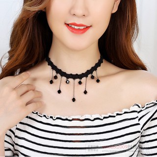 Vòng cổ Choker Nữ Hàn Quốc Chuỗi Hạt Đen Cá Tính