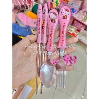 sét 3 muỗng đũa nĩa hello kitty