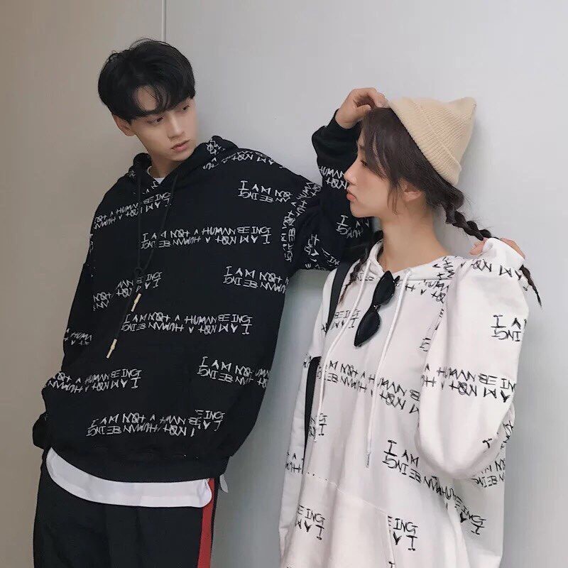 Áo Hoodie Unisex IN CHỮ [ ĐEN-TRẮNG]