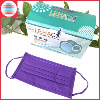 Khẩu trang y Tế LEHACO màu Tím cả dây hộp 50 cái