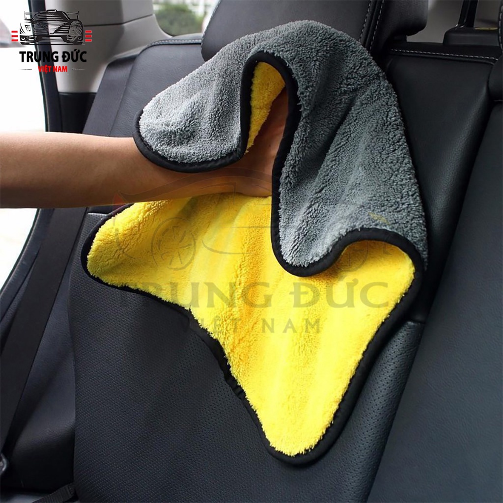 Khăn lau ô tô xe hơi TRUNGDUCVN lau bếp lau kính lau tay màu vàng 2 lớp cao cấp siêu sạch siêu thấm hút