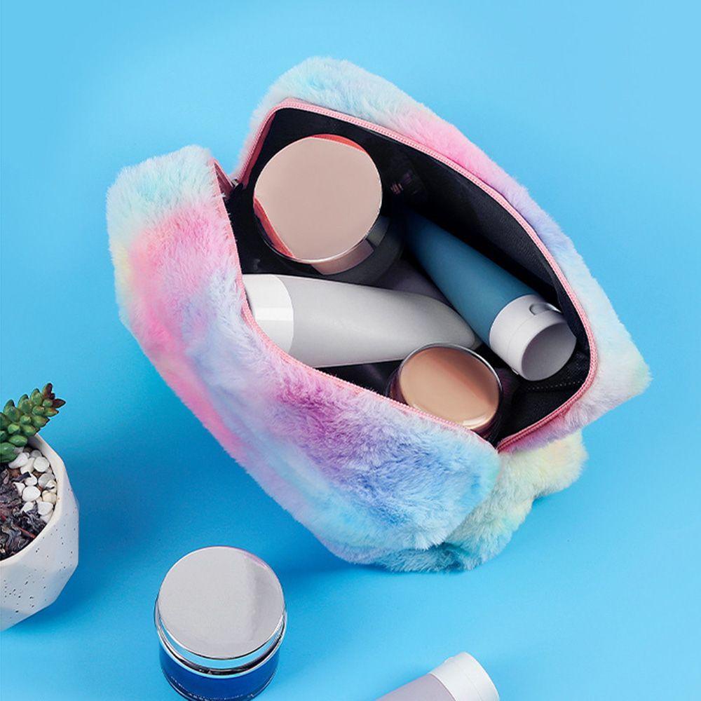 Túi Đựng Mỹ Phẩm Phủ Lông Màu Gradient Cỡ Lớn Tiện Lợi