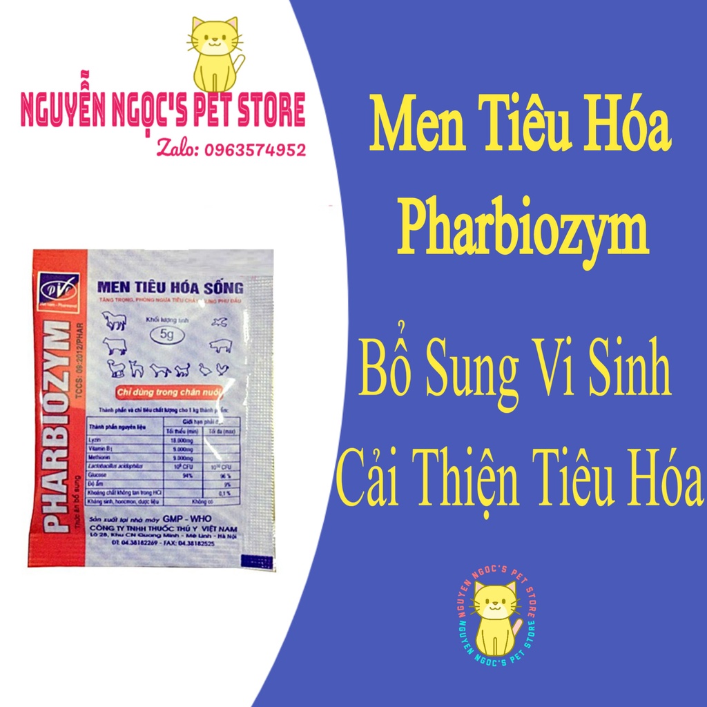 Men tiêu hóa sống Pharbiozym cho chó mèo ( Gói Lẻ 5gram )