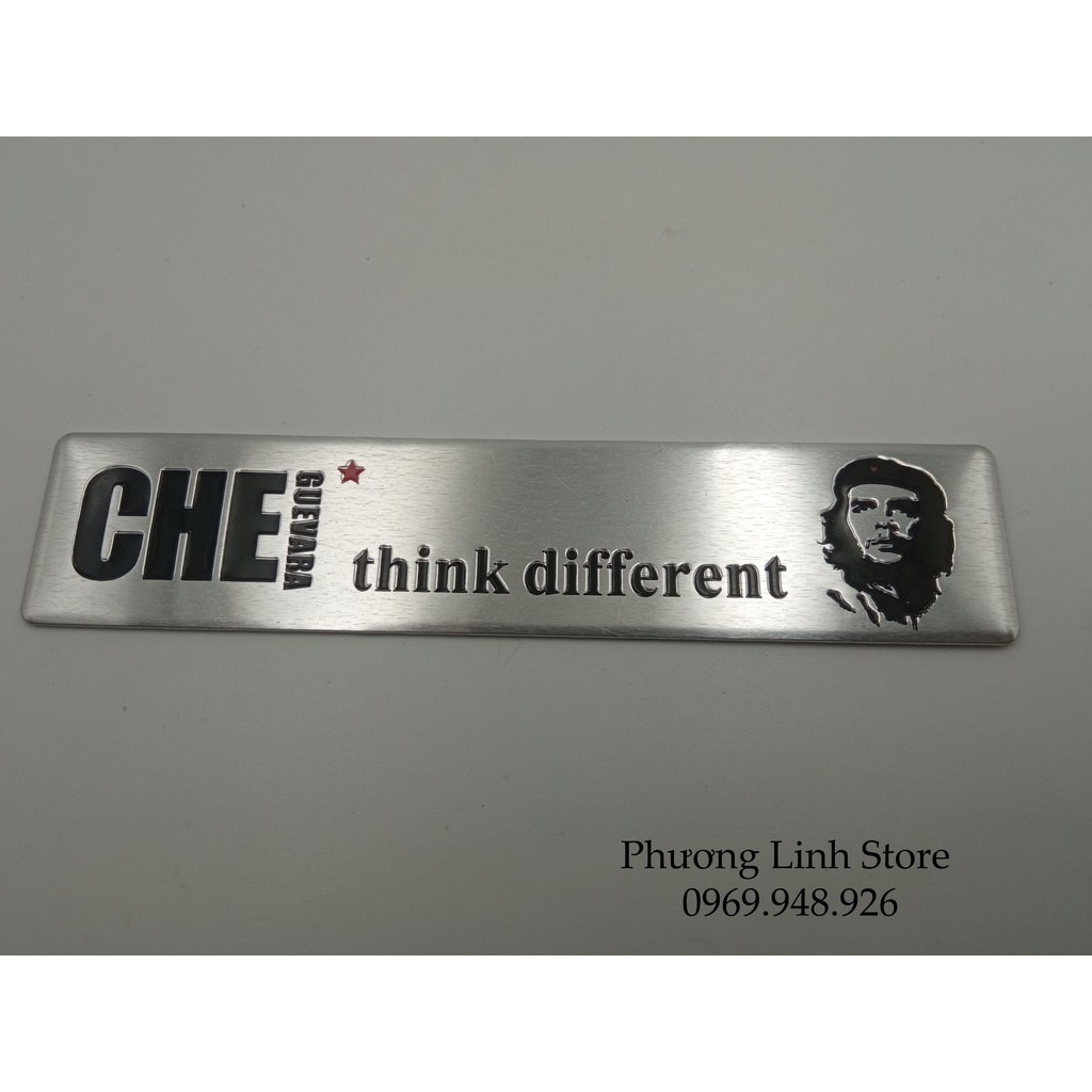 Decal dán sticker dán xe máy CHE Guevara dài chữ đen nền bạc (169)