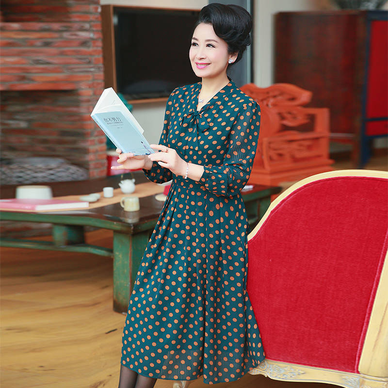 Fashion Floral Print Long Sleeve Dress Autumn Winter 2020 For Middle Aged Women | BigBuy360 - bigbuy360.vn