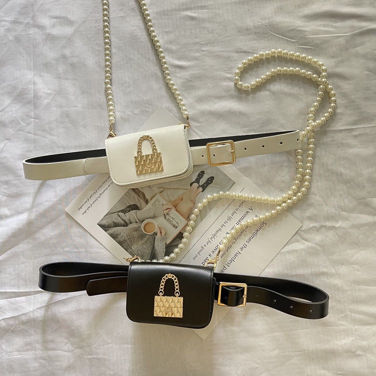 Túi đeo thắt lưng đính hạt ngọc trai giả thời trang sang trọng cho nữ