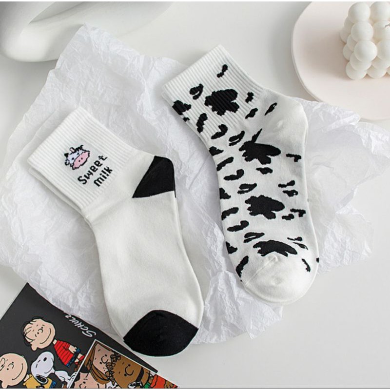 Tất bò sữa cao cổ ulzzang cotton cao cấp