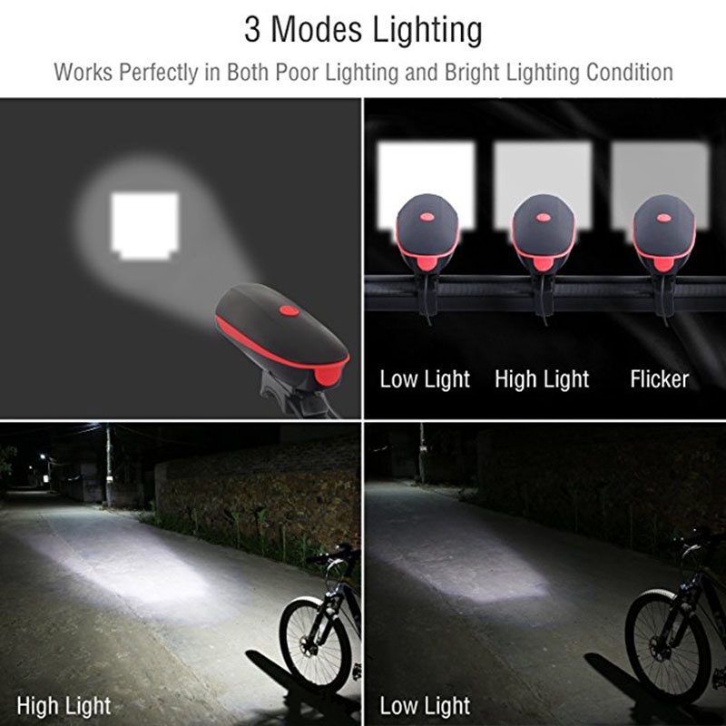 Đèn Led Cảnh Báo 1200mah Gắn Phía Trước Xe Đạp Leo Núi Siêu Sáng Chống Thấm Nước Sạc Usb