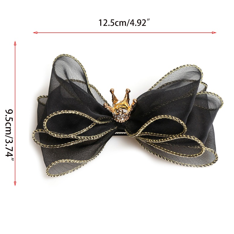 Kẹp Tóc Đuôi Ngựa Hình Vương Miện Lớn Bằng Vải Organza Cho Nữ Giá Đỡ