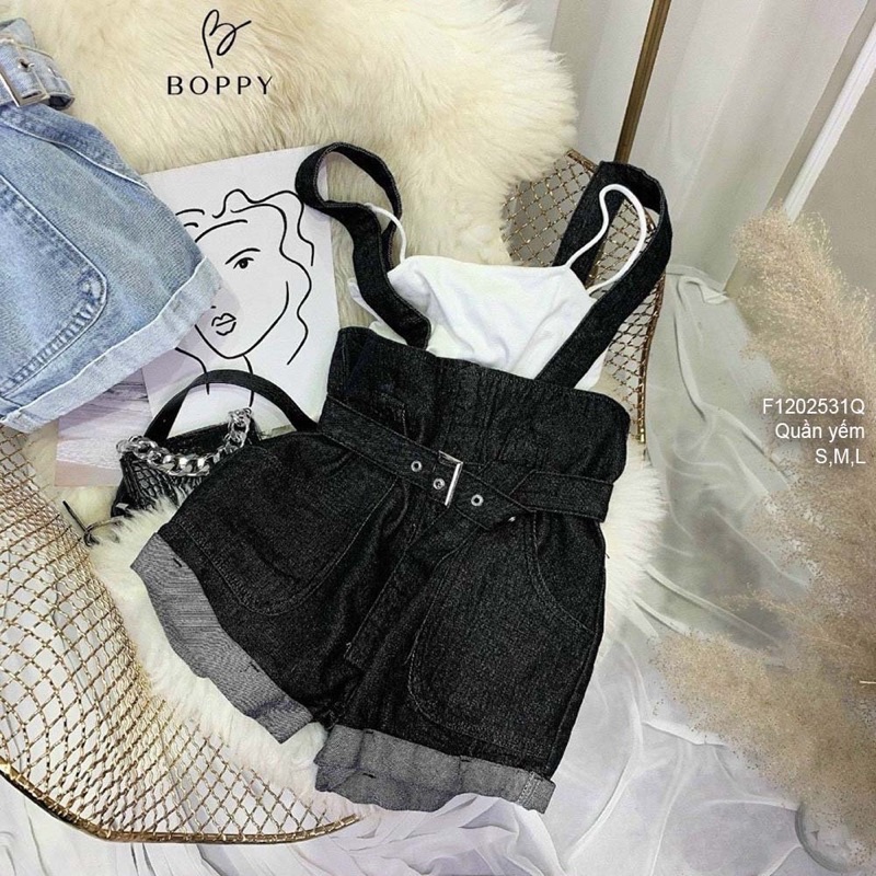 Quần short yếm thắt đai