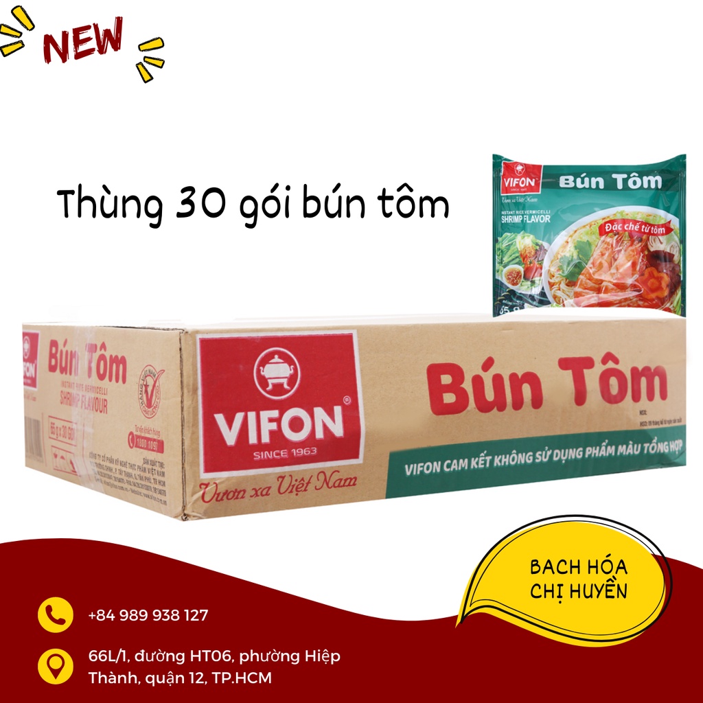 Thùng 30 gói bún tôm Vifon 65g