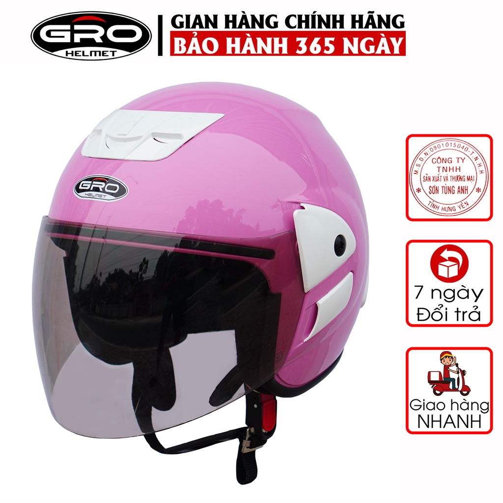 Mũ Bảo Hiểm 3/4 đầu Gro Helmet V2 có kính, kiểu dáng Honda trẻ trung cho nam và nữ, khóa kim loại chắc chắn - Nhiều màu