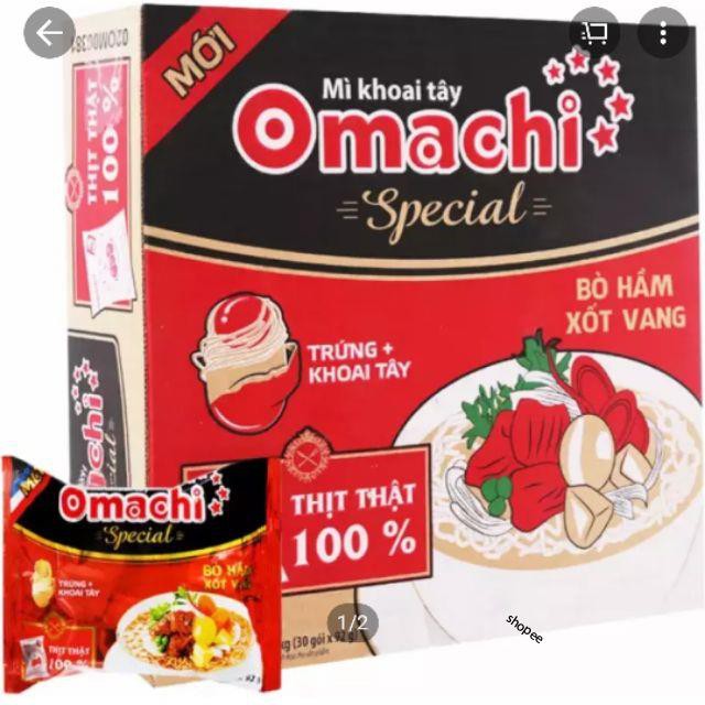 Mì Omachi SPECIAL bò hầm xốt vang (có thịt thật) gói 92gam(1 thùng 30 gói)