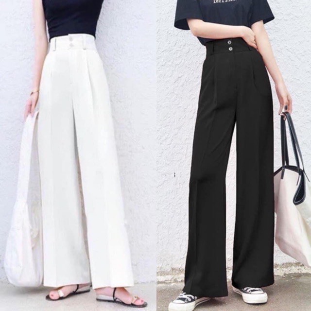 [AFF551550K hoàn 15% tối đa 50K xu đơn 99K] Quần Culottes Ống rộng cạp cao hai cúc