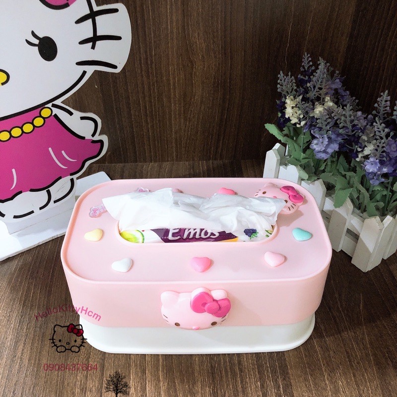 Hộp nhựa đựng khăn giấy HelloKitty