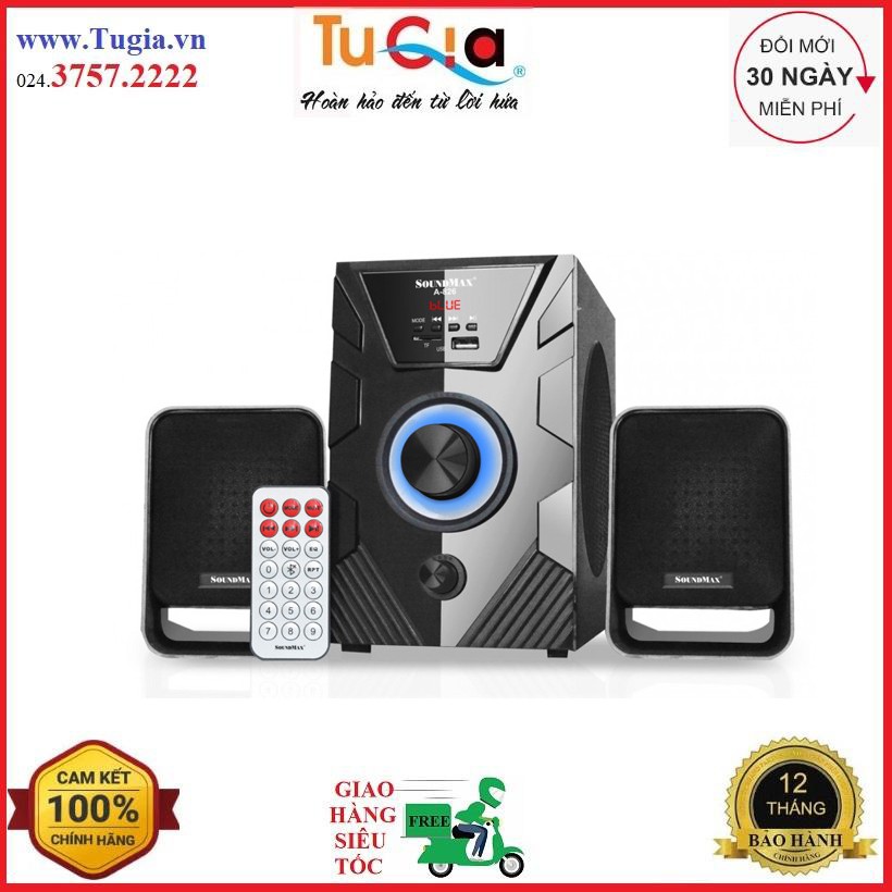 Loa Soundmax A826 (2.1) 25W Bluetooth, USB, thẻ nhớ, có điều khiển từ xa - Hàng chính hãng