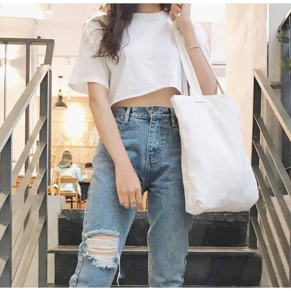 ÁO CROPTOP CỔ TRÒN TAY LỠ DÀI UNISEX HOT | WebRaoVat - webraovat.net.vn