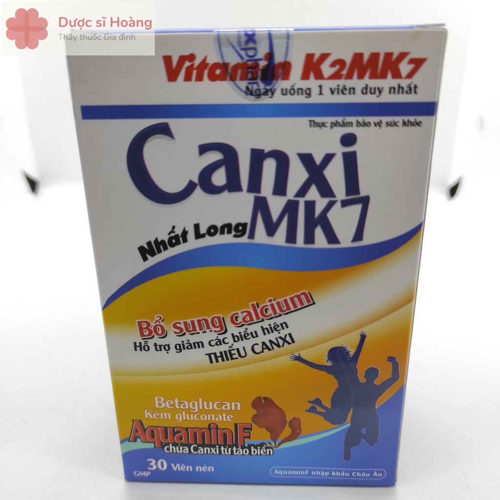 Bổ Sung Calcium - Canxi MK7 Nhất Long - Hỗ Trợ Giảm Các Biểu Hiện Thiếu Canxi Lọ 30 viên