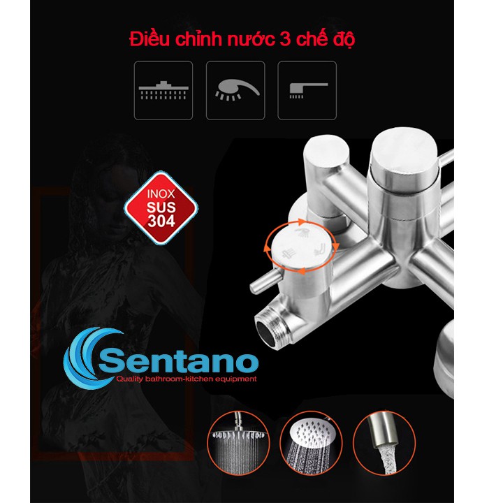 Sen Cây Tắm Nóng Lạnh cao cấp STN-102 INOX 304 Mẫu củ sen giữa cân đối