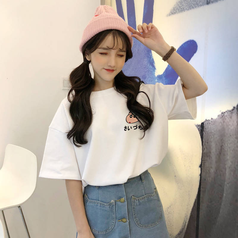 NRVP Áo thun tay ngắn dáng rộng kiểu Hàn Quốc thời trang mùa hè 2021 cho học sinh