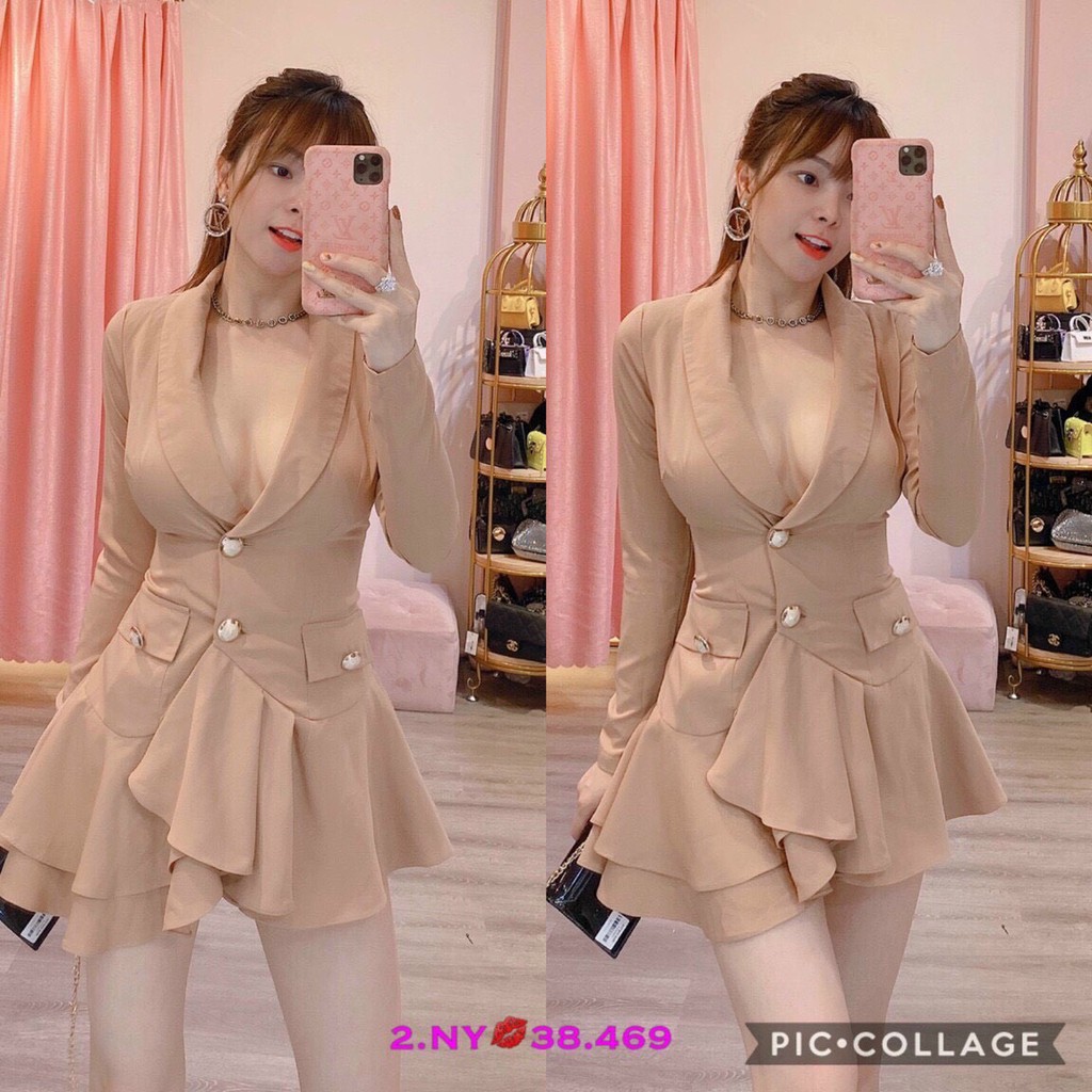 sét hai món áo vest tay dài lai bèo phối quần đùi mẫu thời trang nữ phong cách hàn quốc siêu đẹp m43
