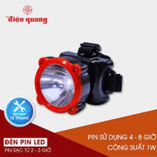 Đèn Pin Đội Đầu Điện Quang ĐQ PFL13 R BLO (Pin Sạc, Đen - Cam, 1W)
