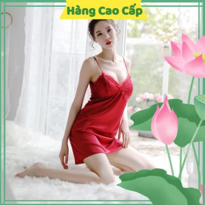 Đầm Ngủ Sexy Đầm Ngủ Màu Đen Hai Dây Ren Ngực Hở Lưng Cao Cấp Gợi Cảm | BigBuy360 - bigbuy360.vn
