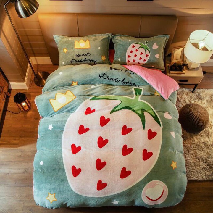 BỘ CHĂN GA GỐI NỈ NHUNG HÌNH 3D SIÊU CUTE