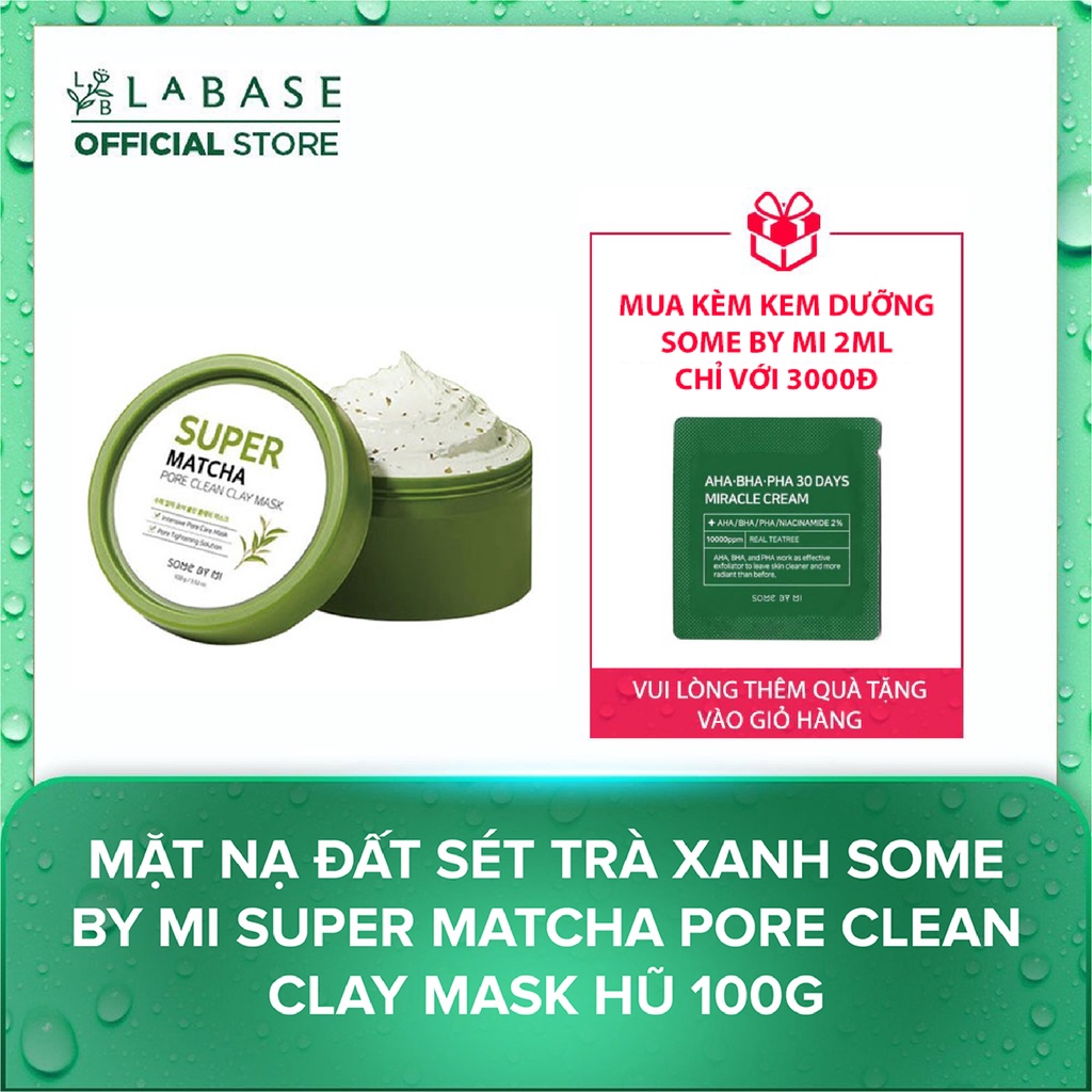 Mặt nạ Đất sét Trà xanh Some By Mi Super Matcha Pore Clean Clay Mask Hũ 100g - Hàng Nhập Khẩu