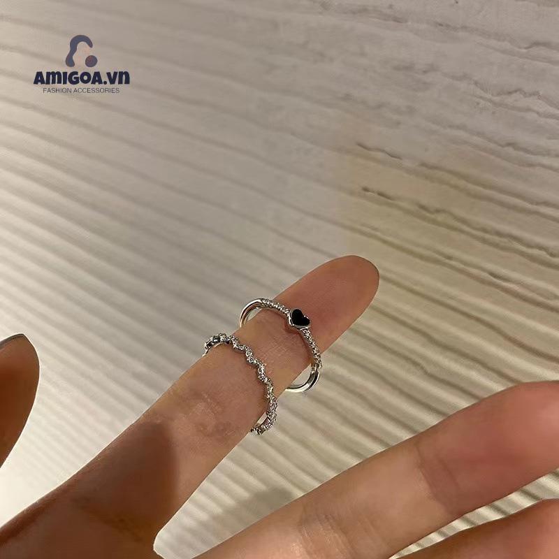 Nhẫn Đeo Tay Kim Loại Nhẹ Dầu Đính Đá Sang Trọng Cho Nữ