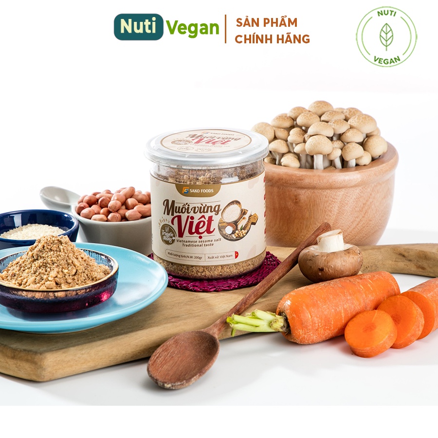 Muối Vừng Lạc Sako Foods hộp 200g, Muối Lạc Vừng Vị Truyền Thống Thơm Ngon Dinh Dưỡng - Nuti Vegan | BigBuy360 - bigbuy360.vn