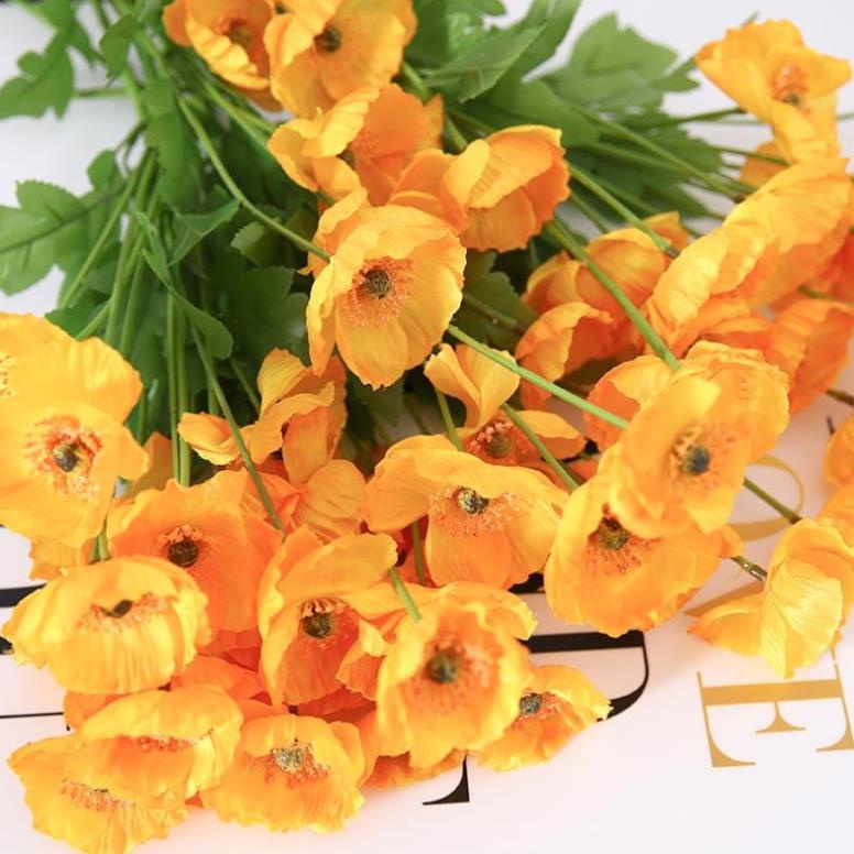 Hoa anh túc lụa loại 1 cành 4 bông trang trí nhà cửa