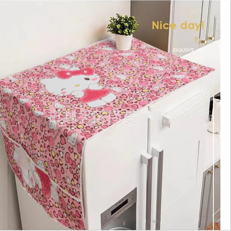 Tấm phủ tủ lạnh XIAODUOJIAJU Hello kitty thiết kế thuật có ngăn túi lưu trữ