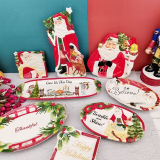 Đĩa Sứ Đựng Thức Ăn Tráng Miệng In Họa Tiết Phong Cách Ông Già Noel Độc Đáo Trang Trí Nhà Cửa