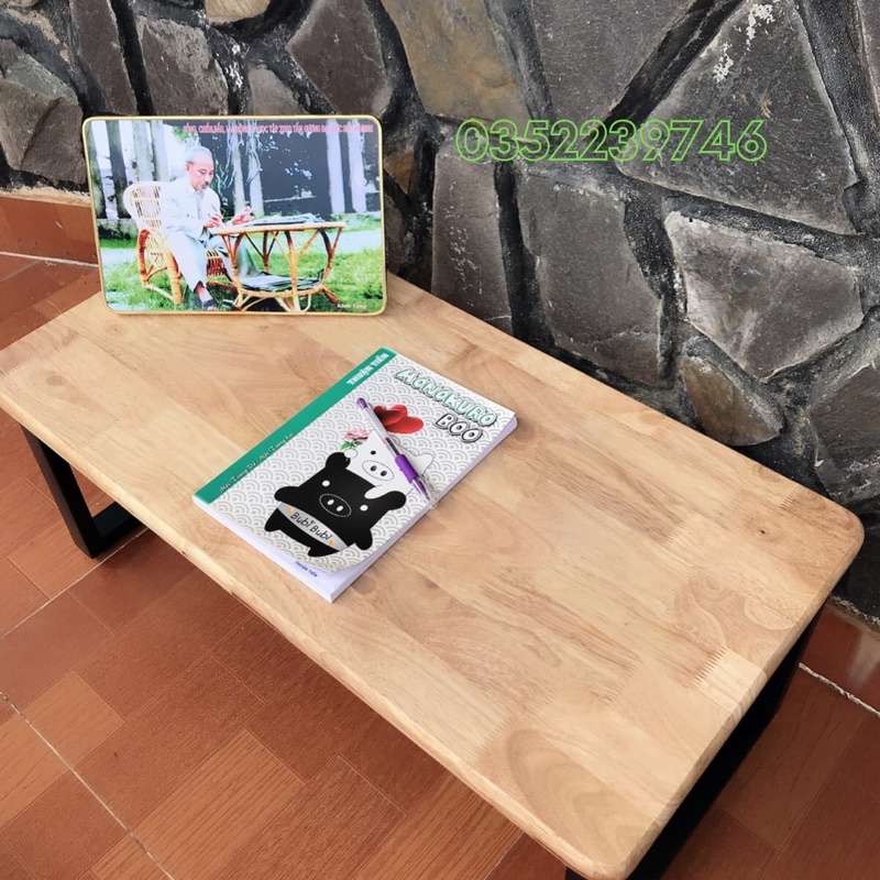 Bàn ngồi bệt (40*80 cao 32cm) mặt gỗ cao su bo gốc cạnh