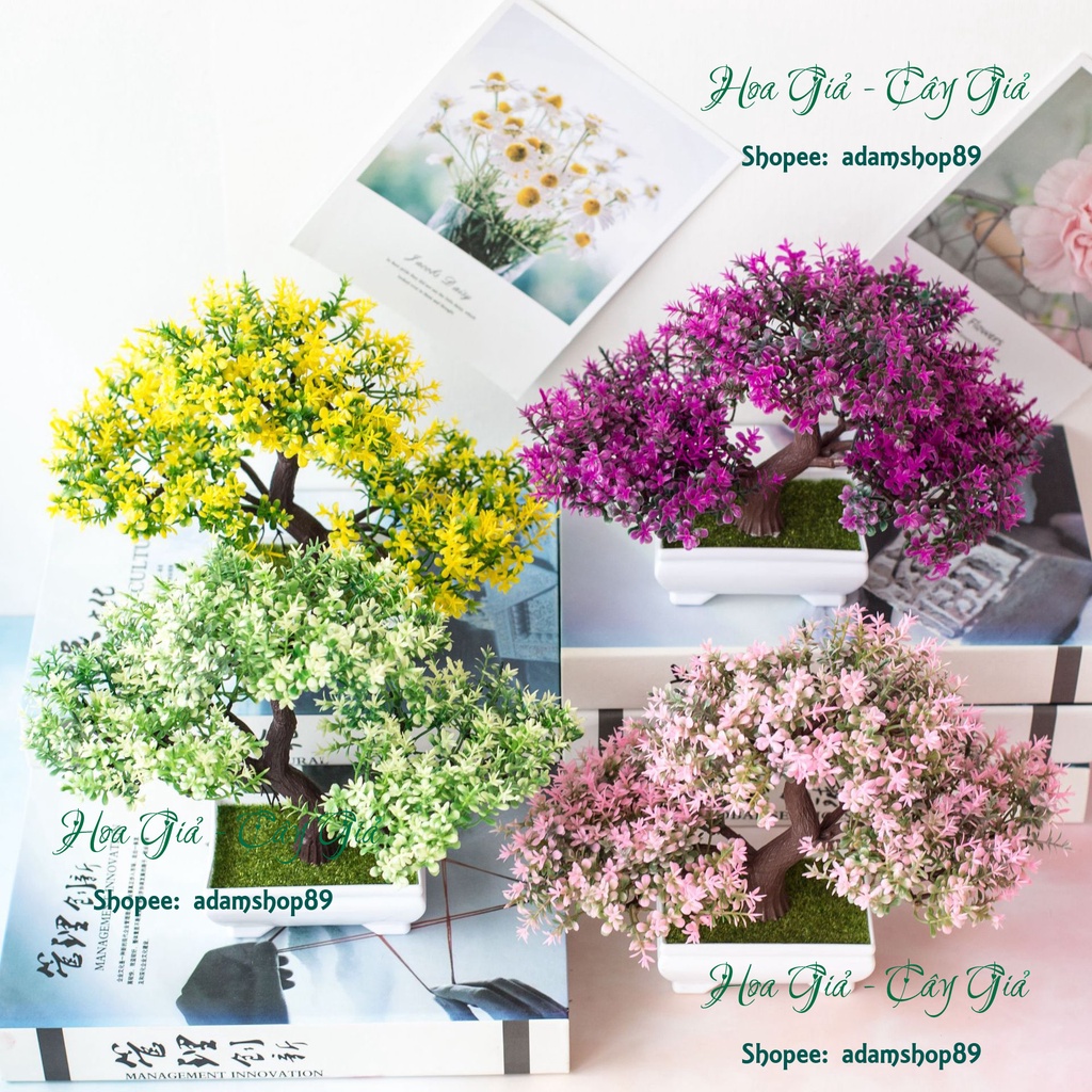 Cây bonsai giả có hoa, - BS005 trang trí may mắn