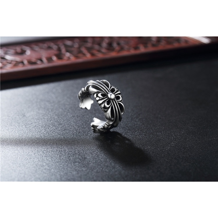 Nhẫn titan chrome heart kiểu hở 04 không gỉ MR2211