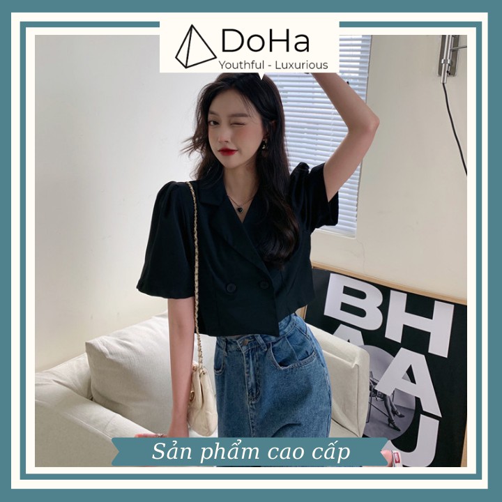 Áo Blazer Nữ Tay Ngắn [FREESHIP-SẢN PHẨM CAO CẤP] Áo Blazer Croptop Phối Nút Hàn Quốc Style Mùa Hè - DOHA STORE | BigBuy360 - bigbuy360.vn