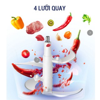 Máy Xay Thịt Cối Inox 4 Lưỡi Đa Năng Siêu Sắc Bén, Xay Tỏi Ớt Rau Củ Quả Bảo Hành 3 Tháng