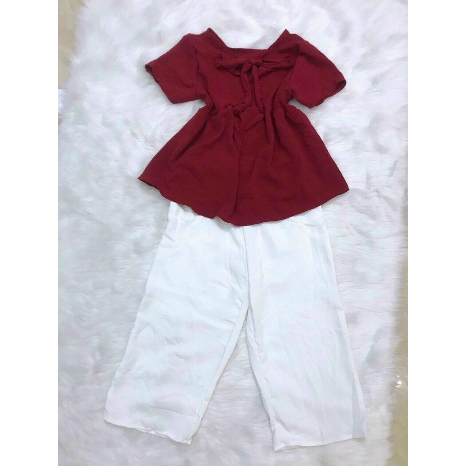 Sét bộ áo from rộng cột nơ sau gáy - 83029