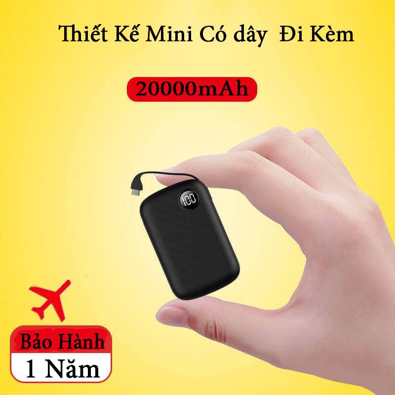 (Tiện Gọn Sạc Nhanh) Pin Sạc Dự Phòng Mini 10000 mAh Tiện Gọn Sac Du Phong Sạc Nhanh Kèm Dây Thiết Kế Dung Lượng Lớn