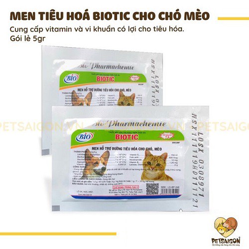 MEN TIÊU HOÁ BIOTIC CHO CHÓ MÈO - GÓI 5G