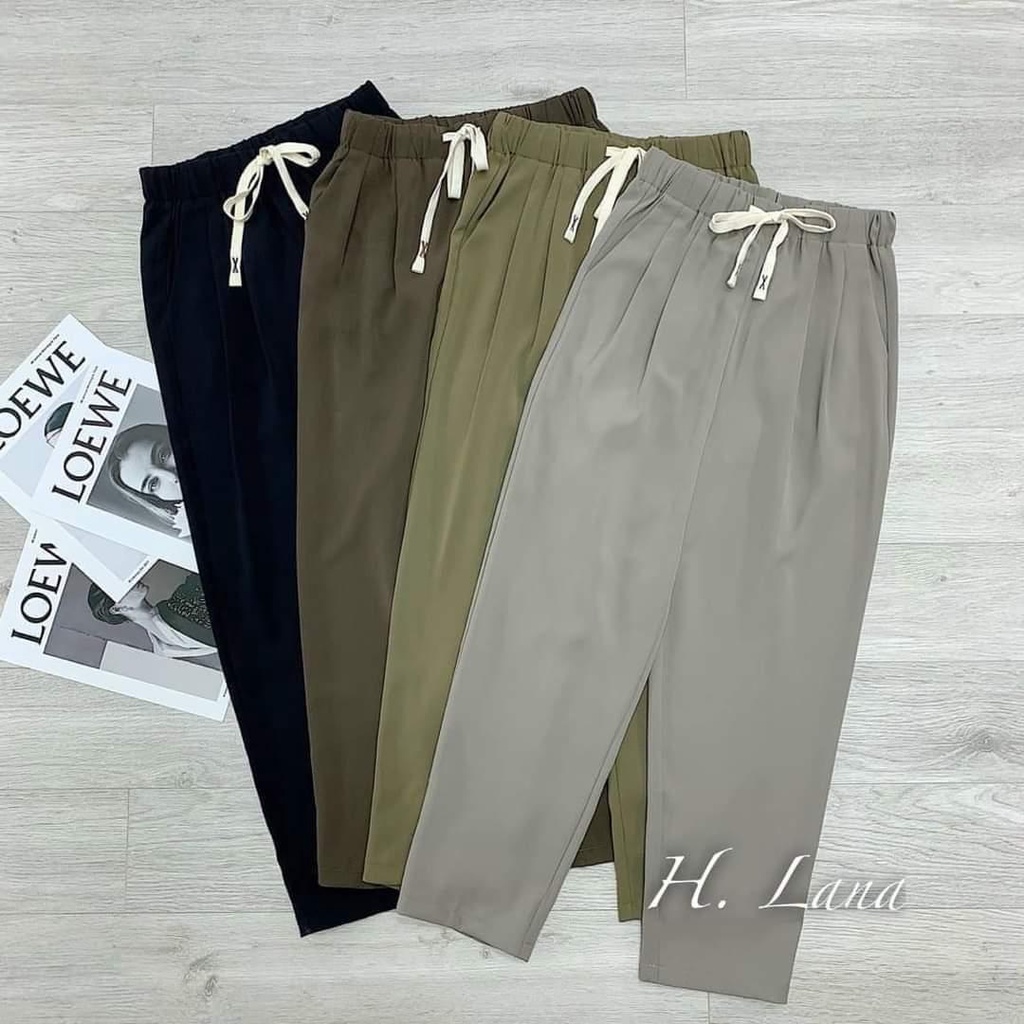 Quần baggy vải xuông nhẹ cạp chun rút dây