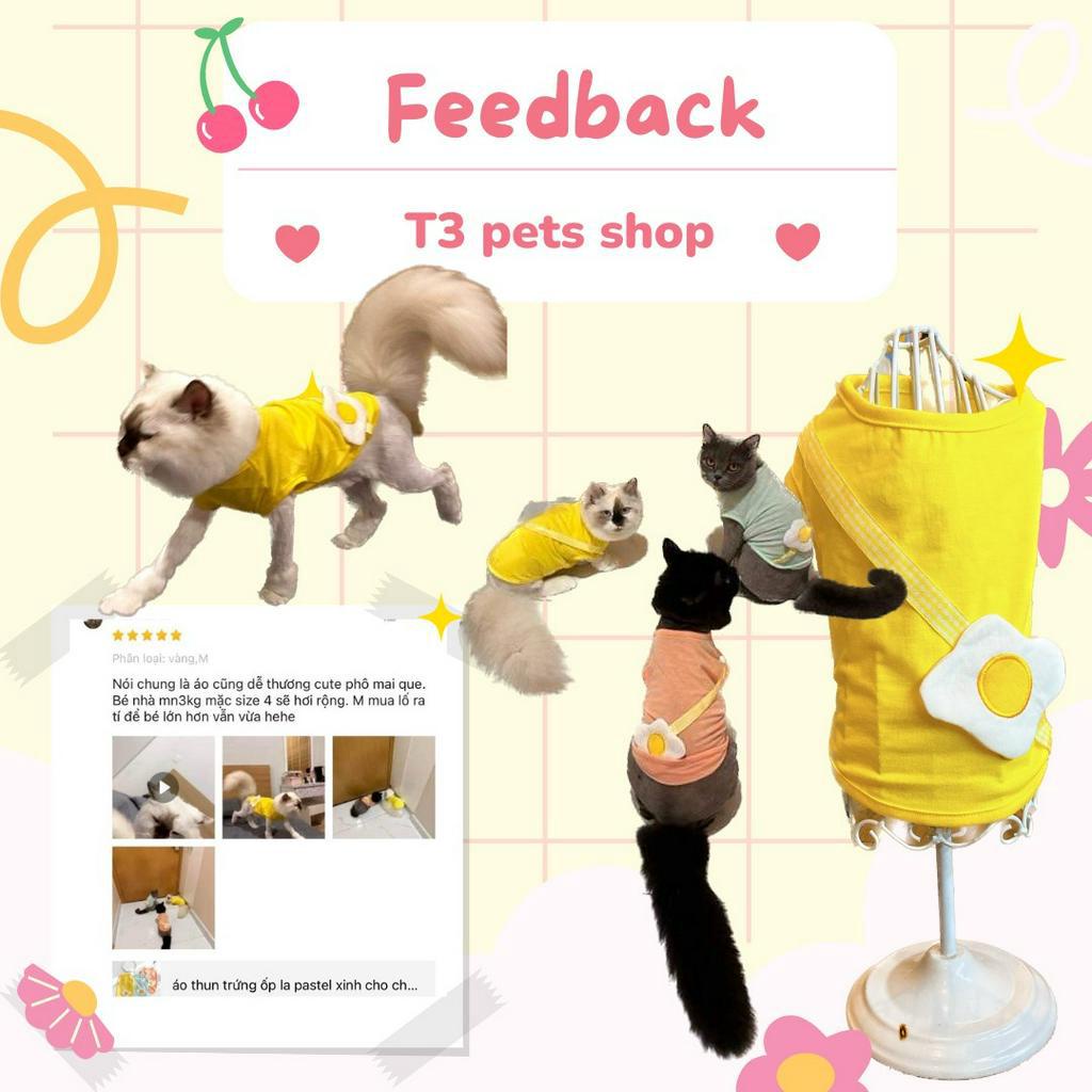 áo thun trứng ốp la pastel xinh cho chó mèo
