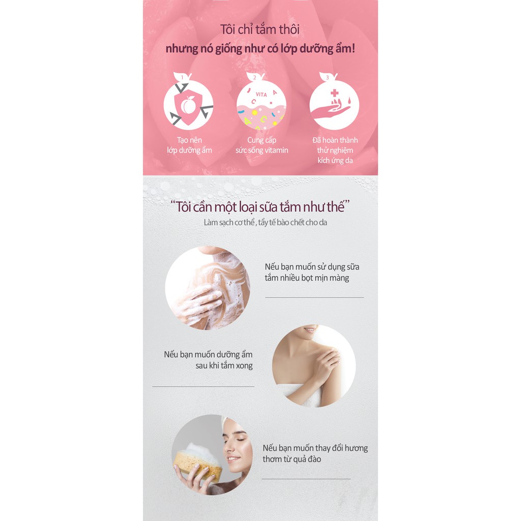 [Tặng 88k] Sữa Tắm Dưỡng Thể Chiết Xuất Từ Trái Đào Frudia My Orchard Peach Body Wash 350ml