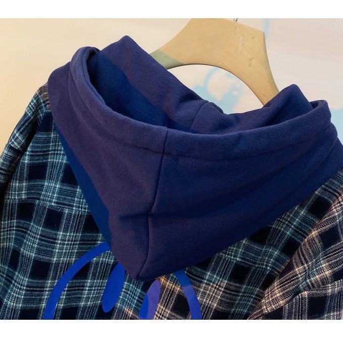 Áo hoodie dài tay giả hai lớp họa tiết ca rô thời trang dành cho bé trai