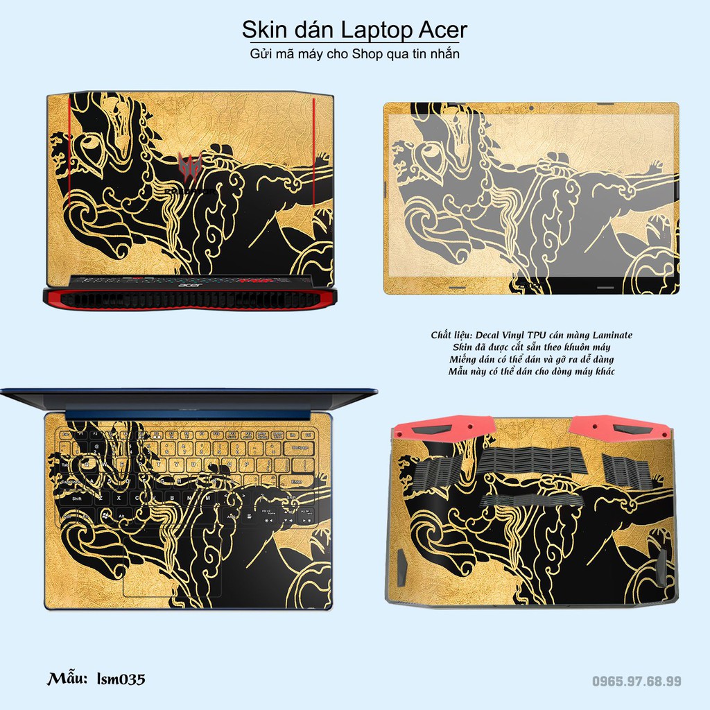 Skin dán Laptop Acer in hình Nghê Việt Nam - lsm035 (inbox mã máy cho Shop)