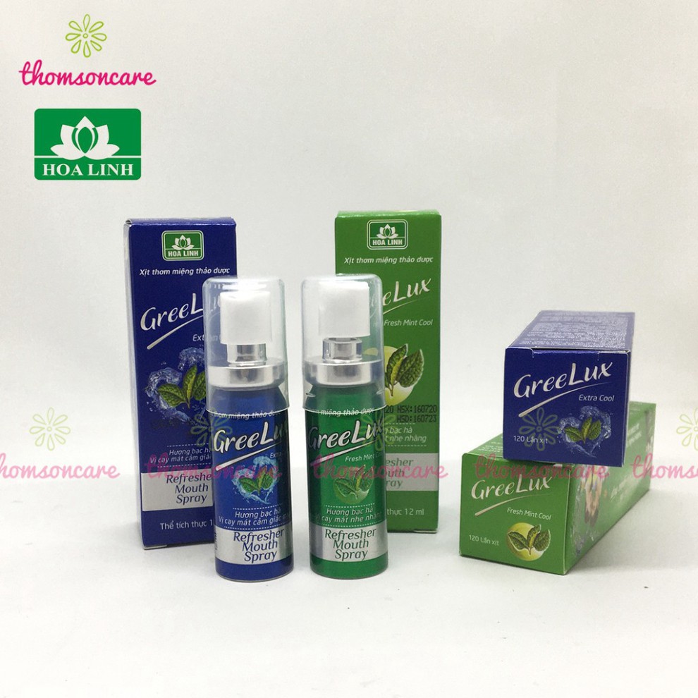 Xịt thơm miệng Greelux Extra Cool Thảo Dược chai 12ml - nước khử mùi hôi miệng gree lux bạc hà bình mini